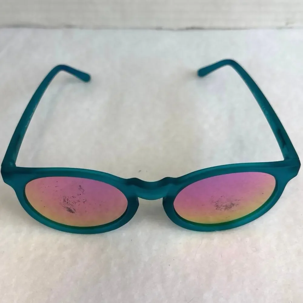 goodr Teal Round Sunglasses with Pink Mirrored Lenses